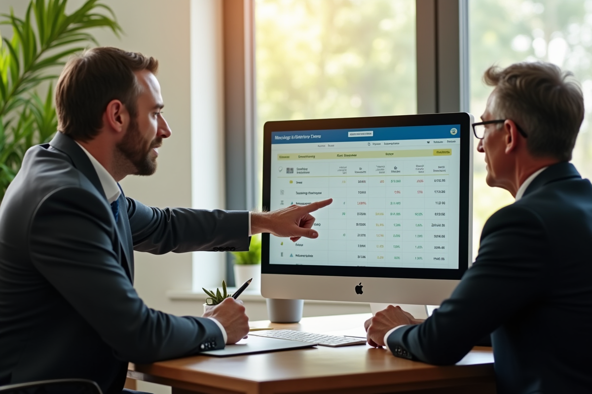 Conseiller financier expliquant les taux hypothécaires à un client