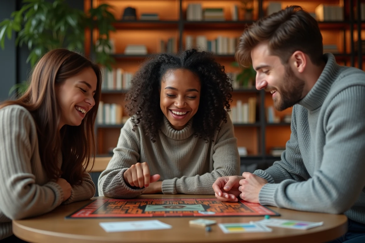Groupe de jeunes discutant stratégie autour d