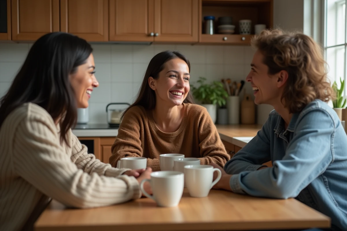 Groupe familial riant autour d