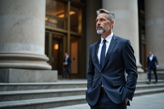 Homme d'affaires en costume dans une grande entreprise