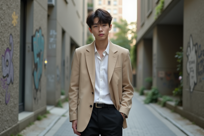 Jeune adulte androgynes dans une rue urbaine moderne