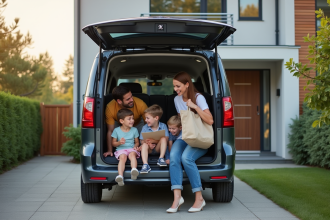 Voiture Peugeot Expert 5 places devant maison moderne
